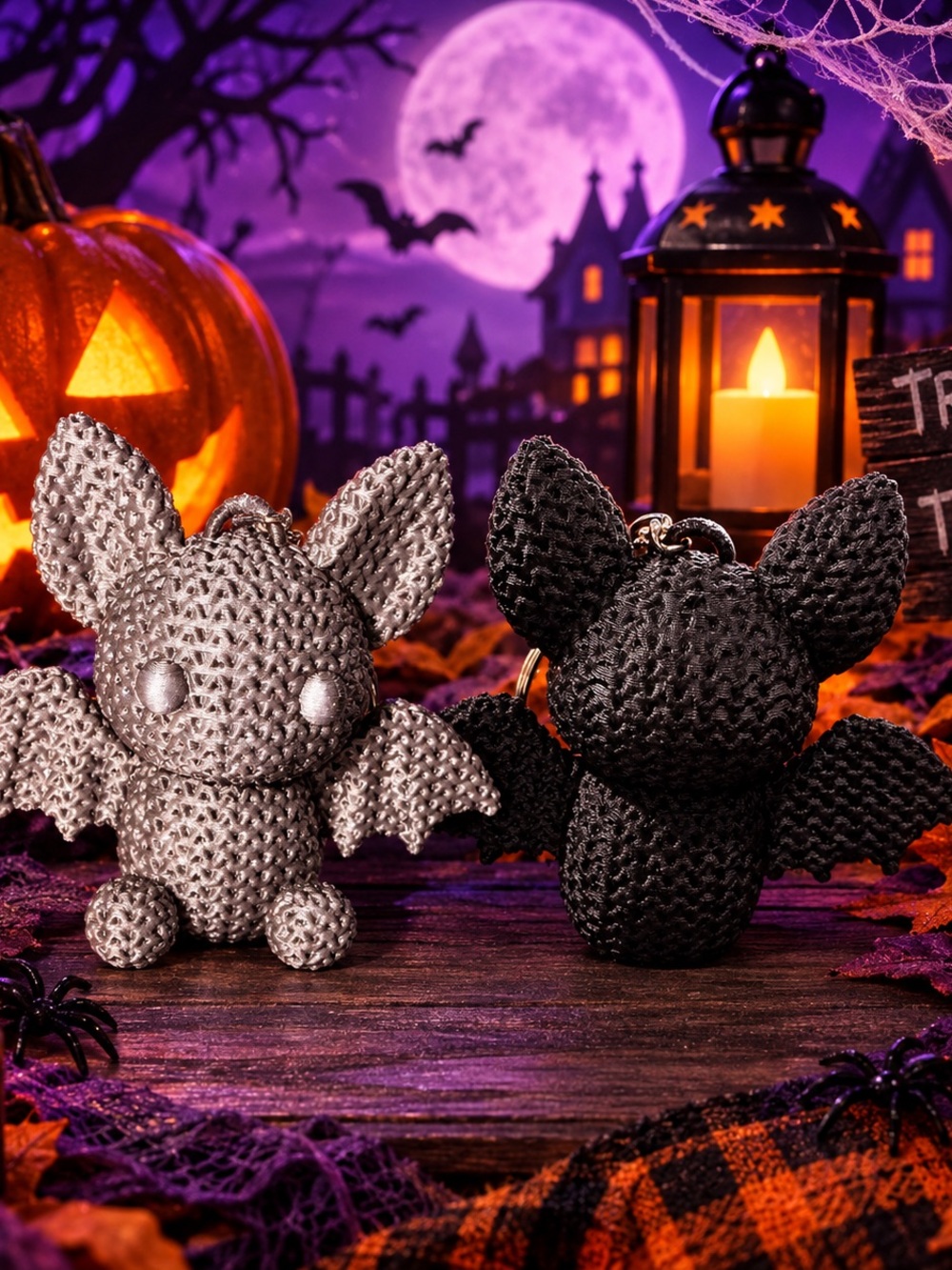Halloween “Knitted” Look Bat Keychain/Bag Charm